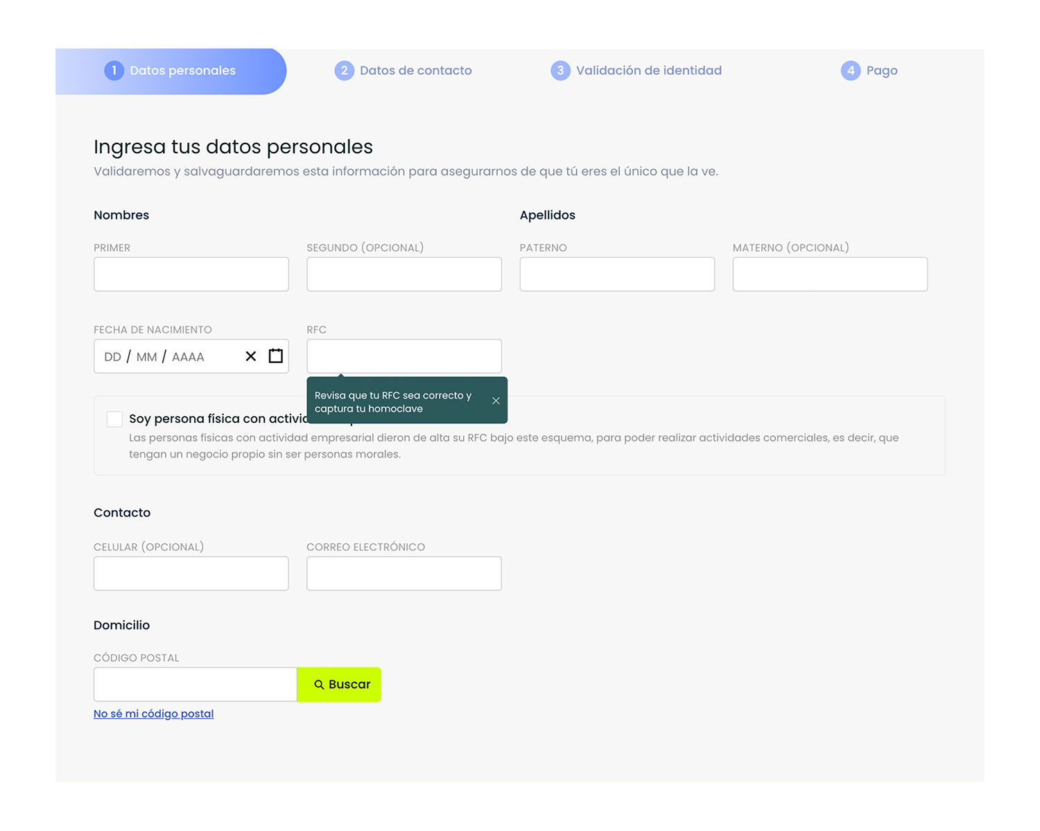 Flujo de usuario multipaso de Círculo